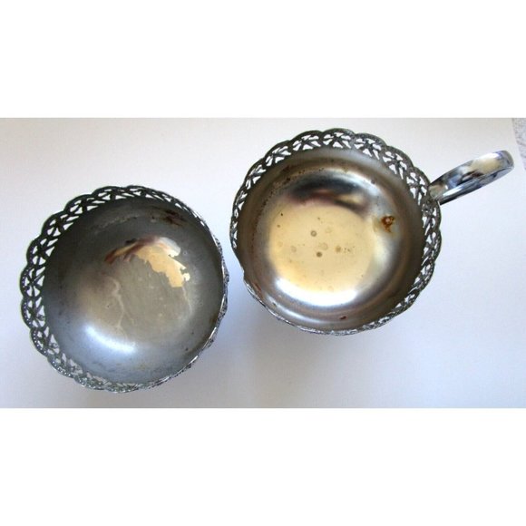 Cobalt Blue Glass and Silver Quality Plate Sugar and Creamer Set - England VTG - Picture 13 of 16